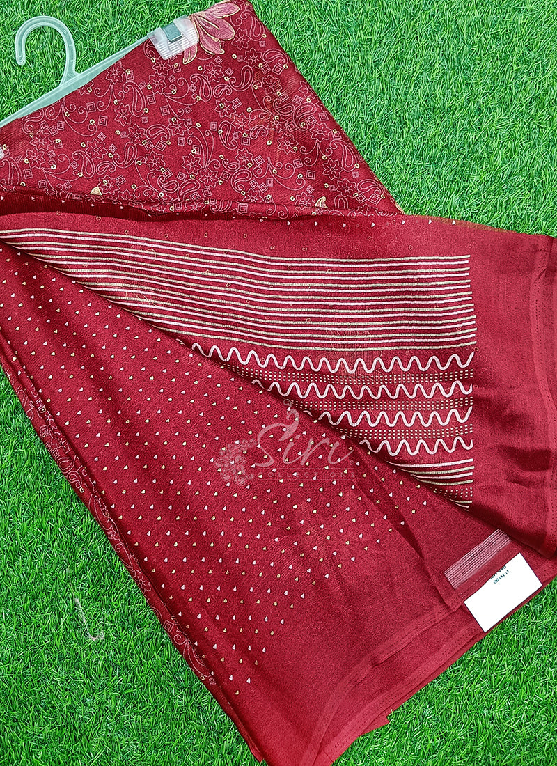 Latest Printed Chiffon Saree in Foil Print