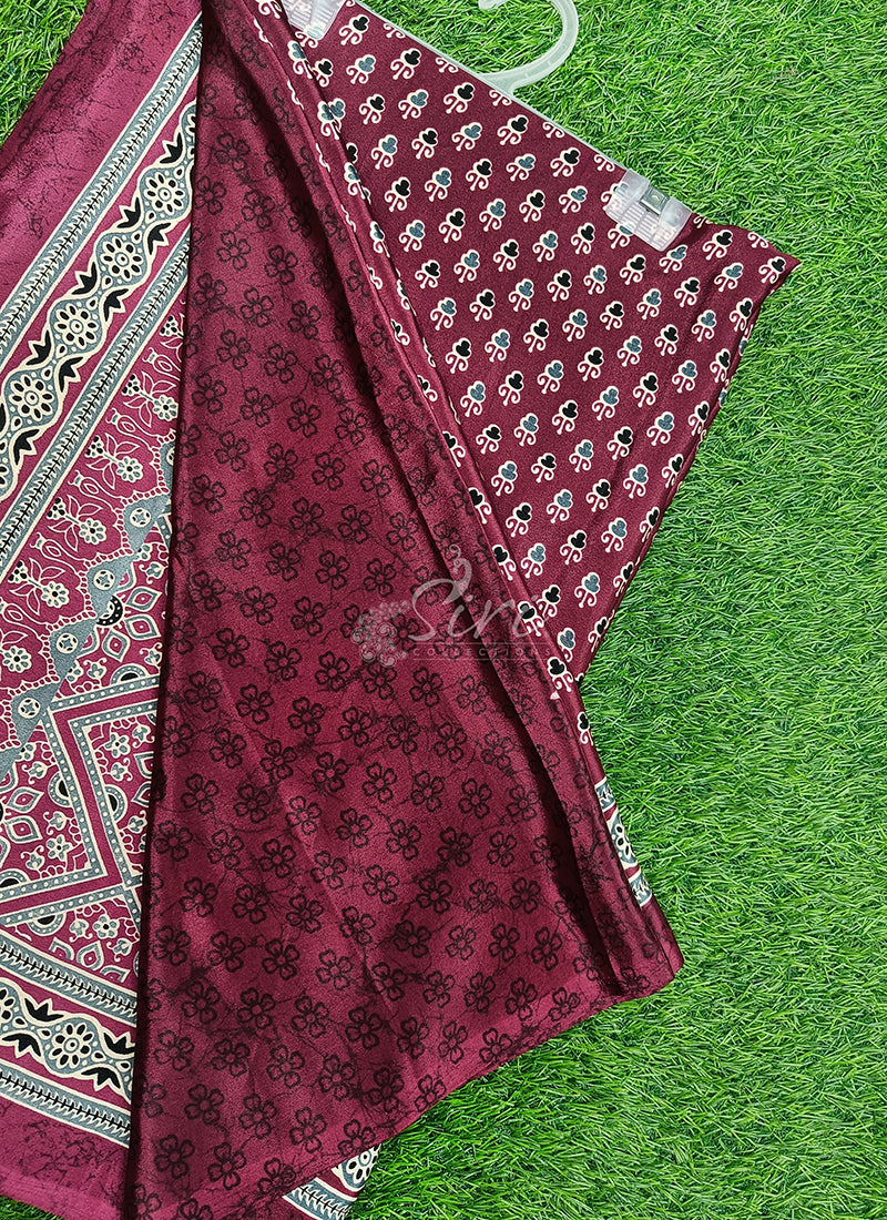 Latest Crepe Saree in Ajrakh Print