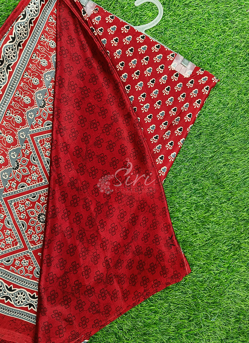 Latest Crepe Saree in Ajrakh Print