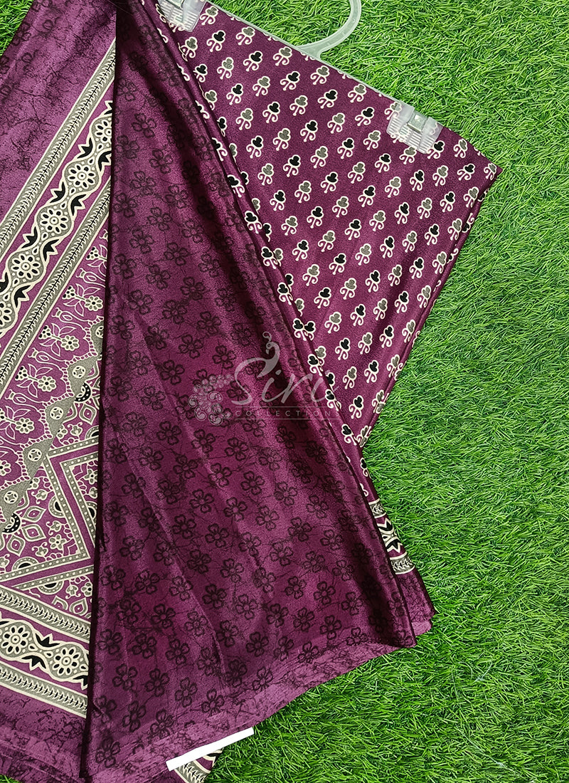 Latest Crepe Saree in Ajrakh Print