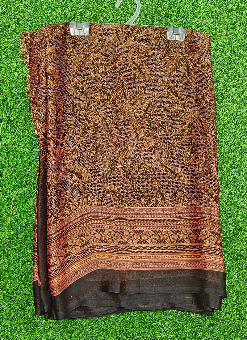 Latest Printed Satin Chiffon Saree