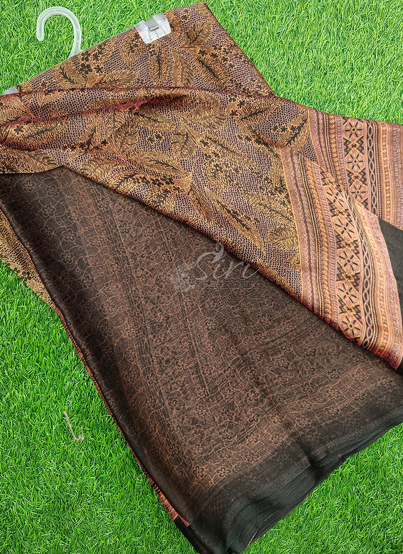 Latest Printed Satin Chiffon Saree
