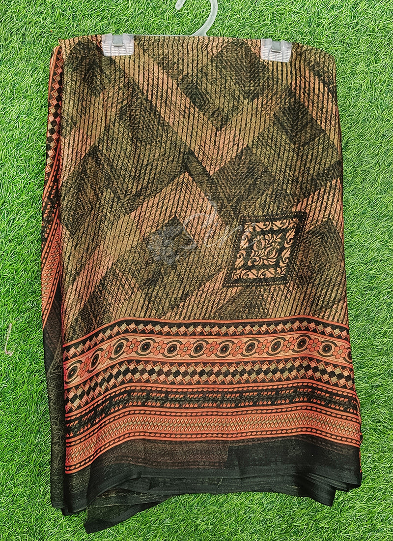 Latest Printed Satin Chiffon Saree