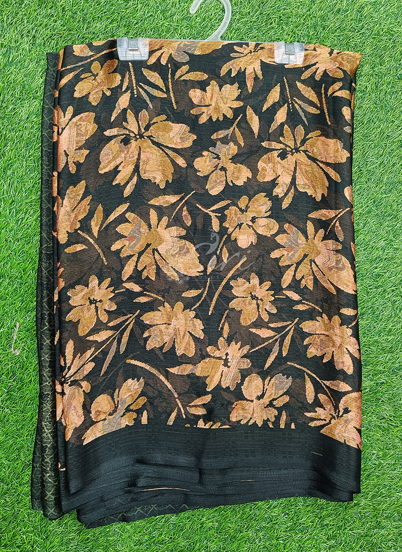 Latest Printed Satin Chiffon Saree