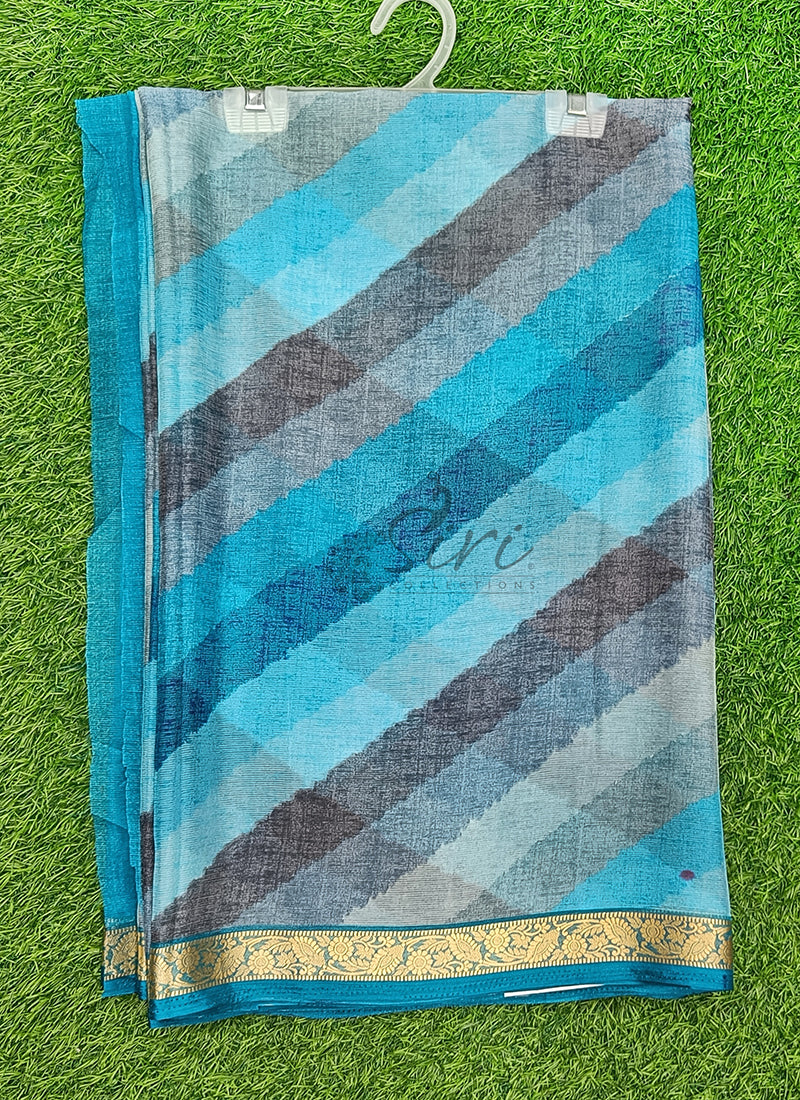 Latest Printed Chiffon Saree with Self Border