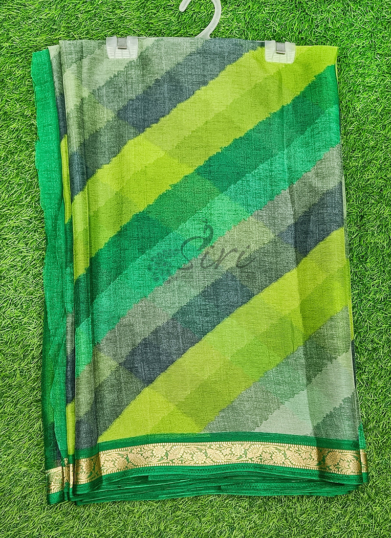 Latest Printed Chiffon Saree with Self Border