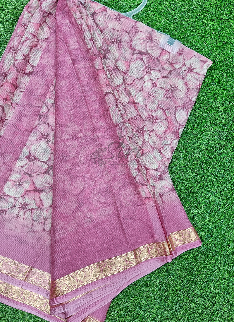 Latest Printed Chiffon Saree with Self Border