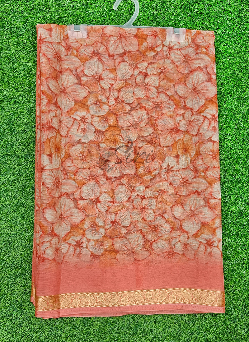 Latest Printed Chiffon Saree with Self Border