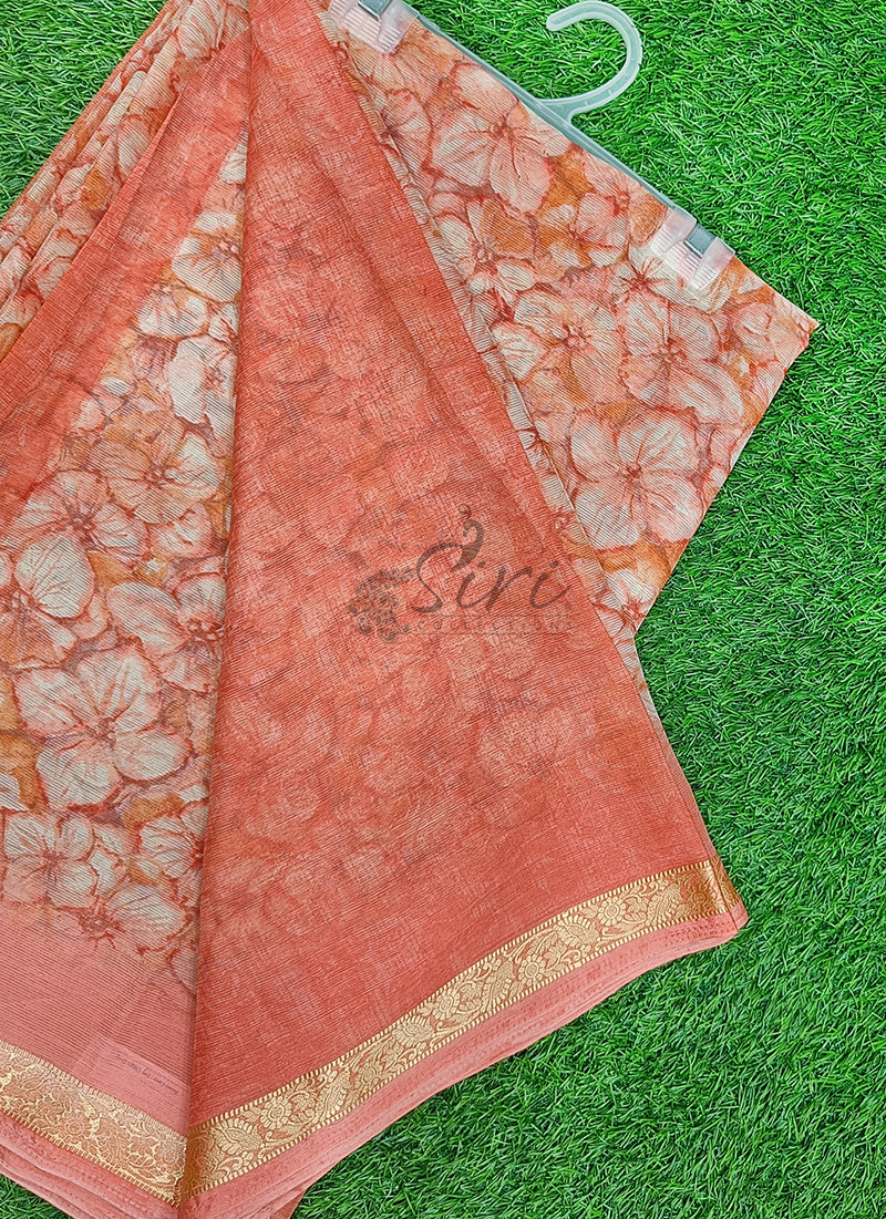 Latest Printed Chiffon Saree with Self Border
