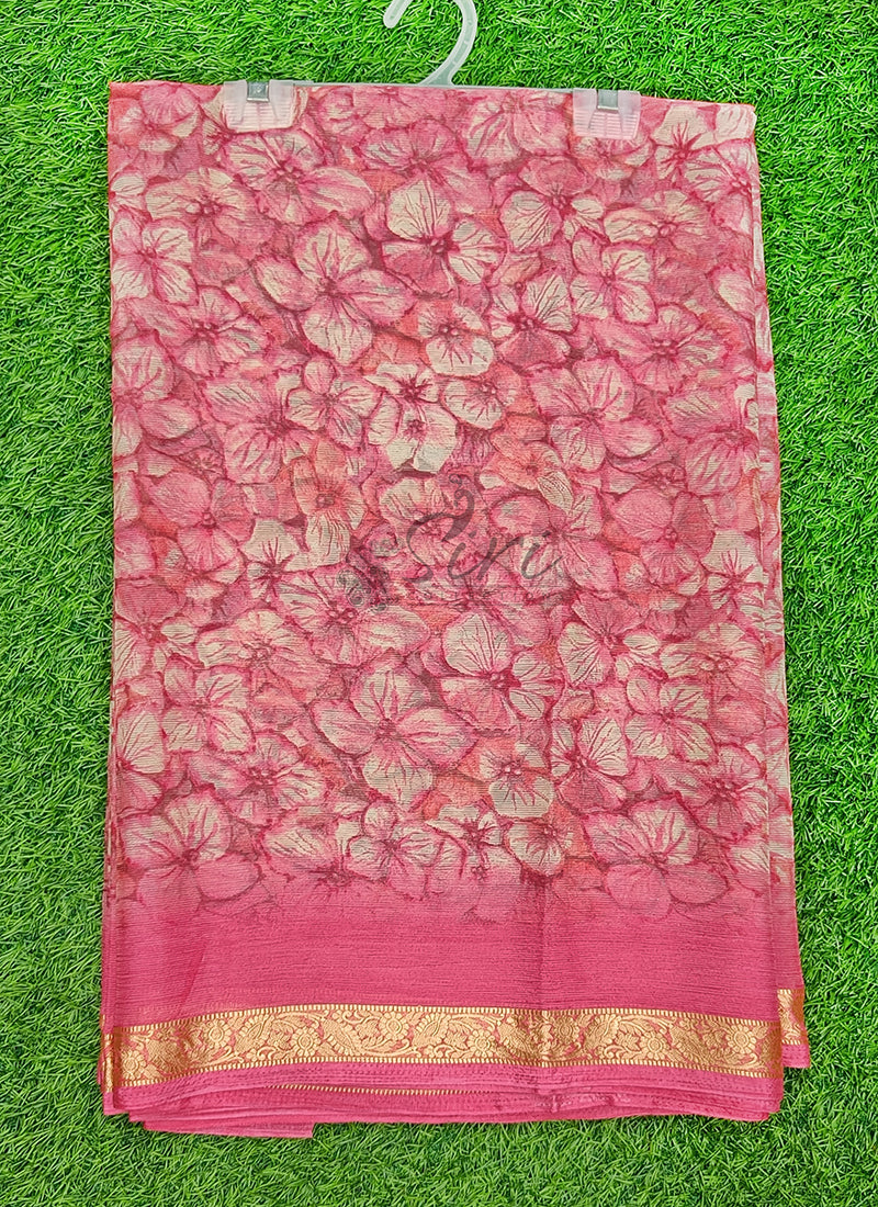 Latest Printed Chiffon Saree with Self Border