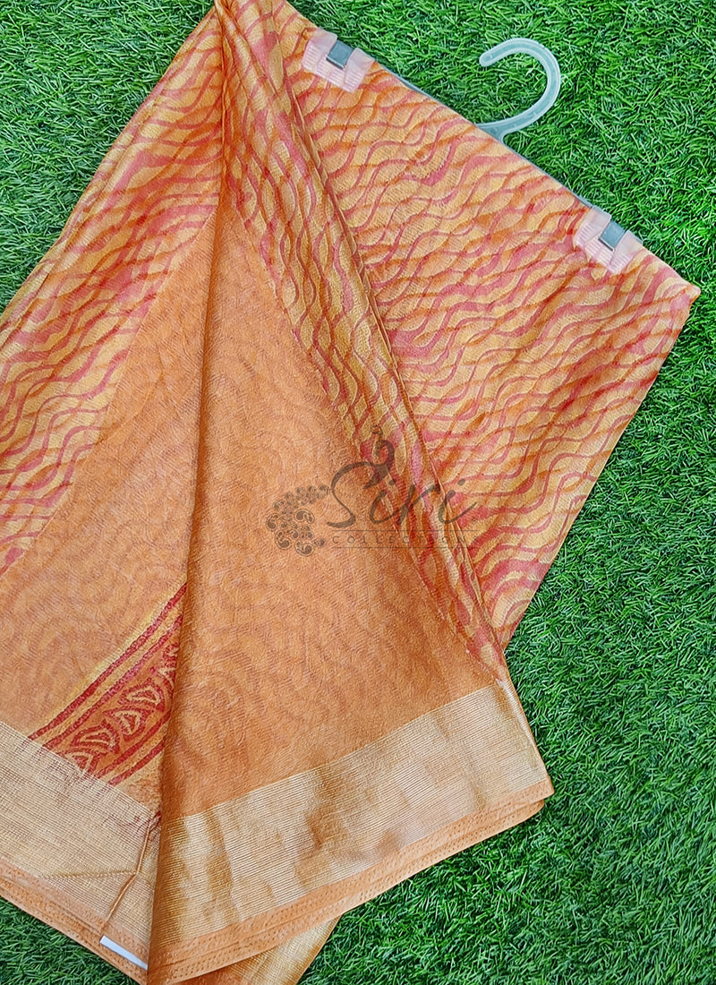 Latest Printed Chiffon Saree with Self Border