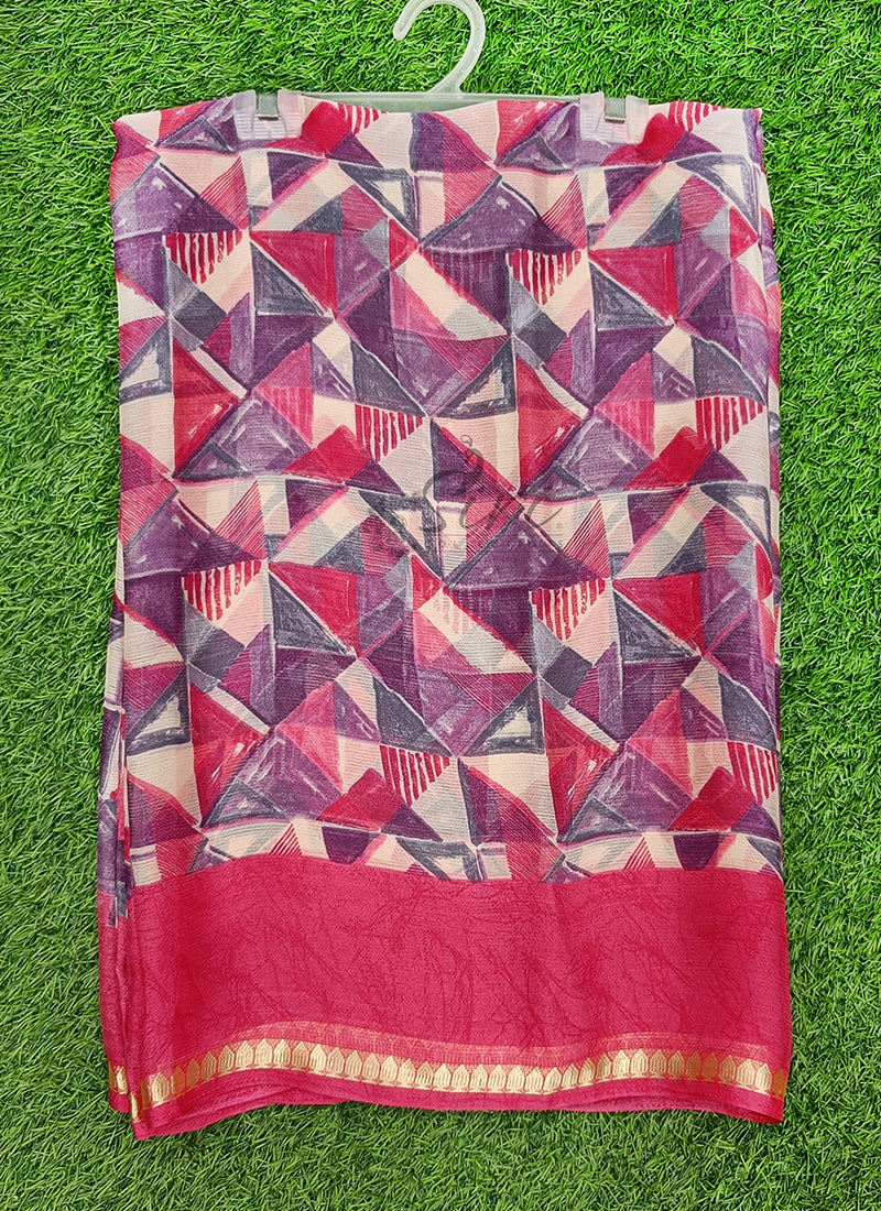 Latest Printed Chiffon Saree with Self Border