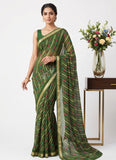 Latest Printed Chiffon Saree with Self Border