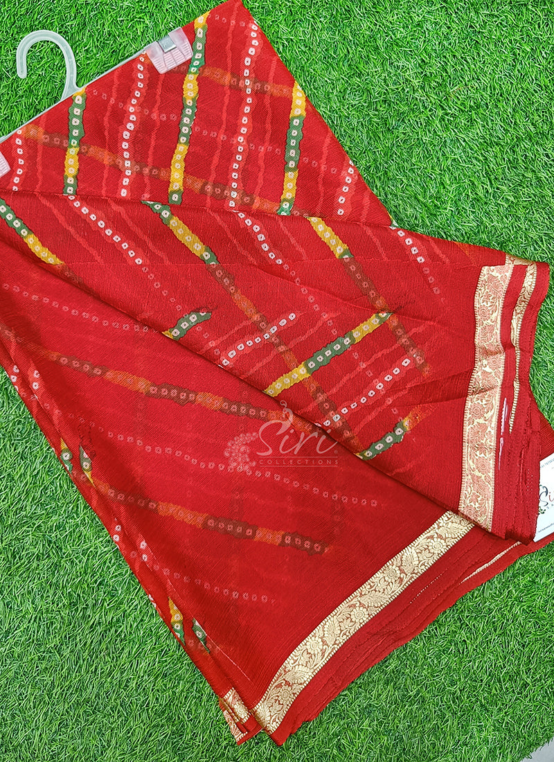 Latest Printed Chiffon Saree with Self Border
