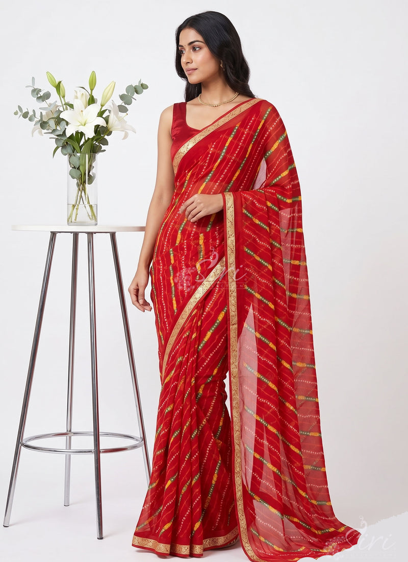 Latest Printed Chiffon Saree with Self Border