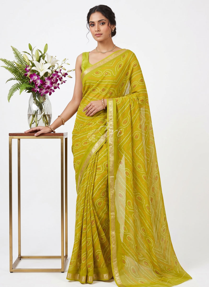 Latest Printed Chiffon Saree with Self Border