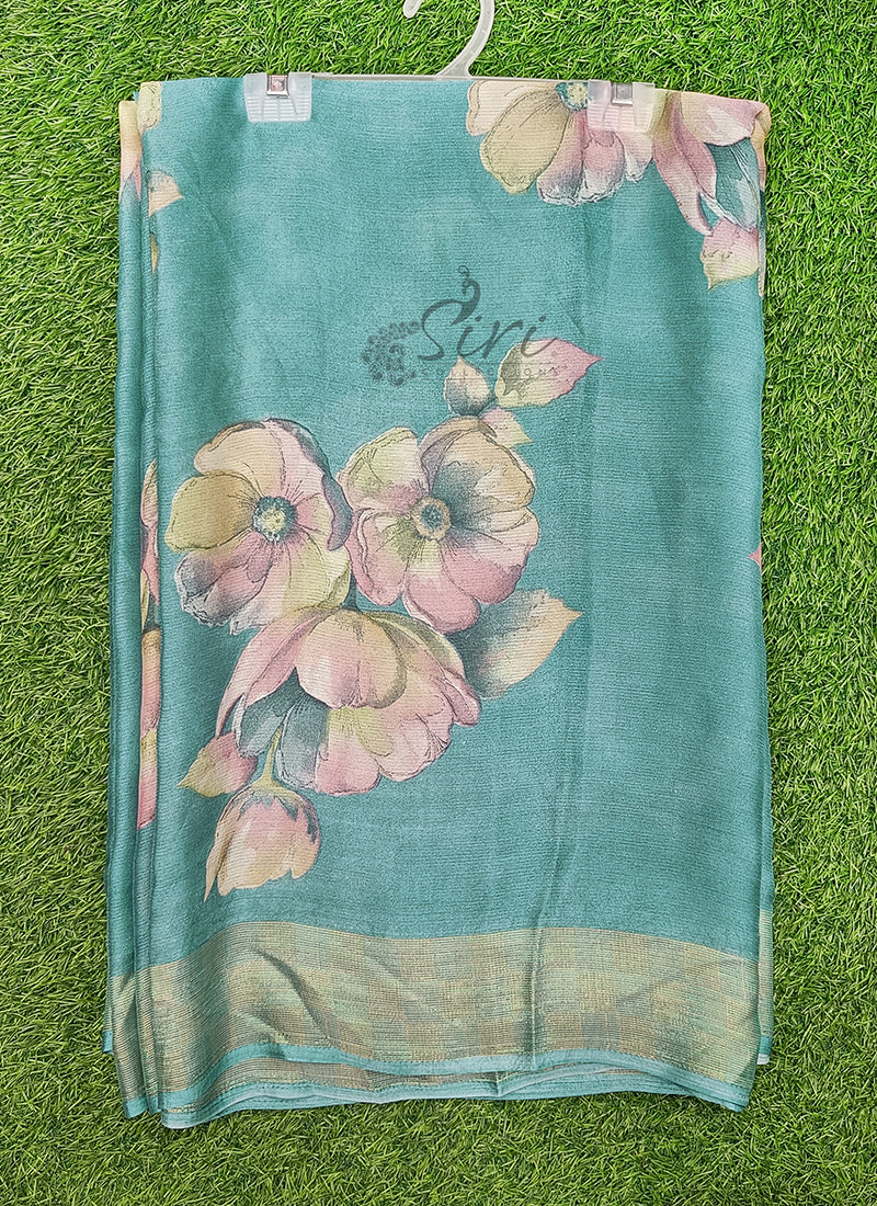 Latest Printed Chiffon Saree with Self Border