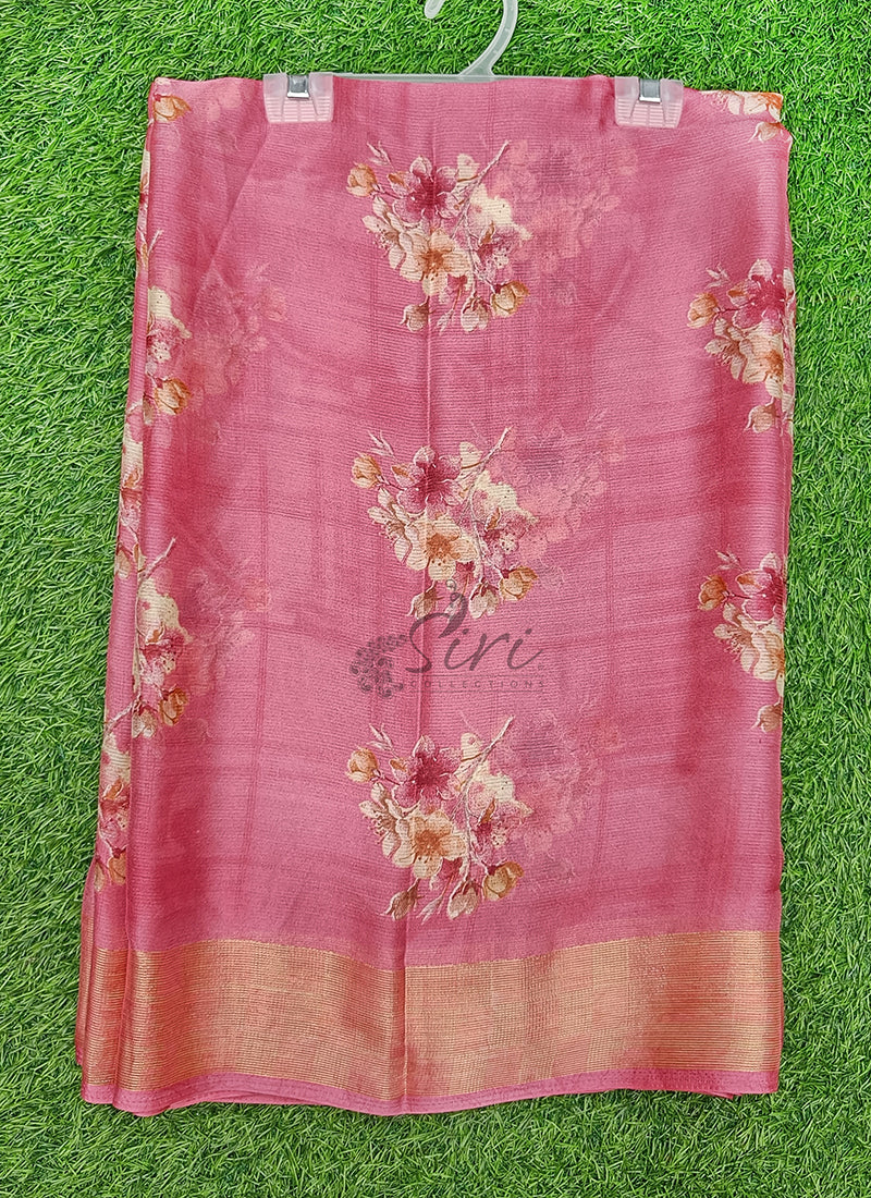 Latest Printed Chiffon Saree with Self Border