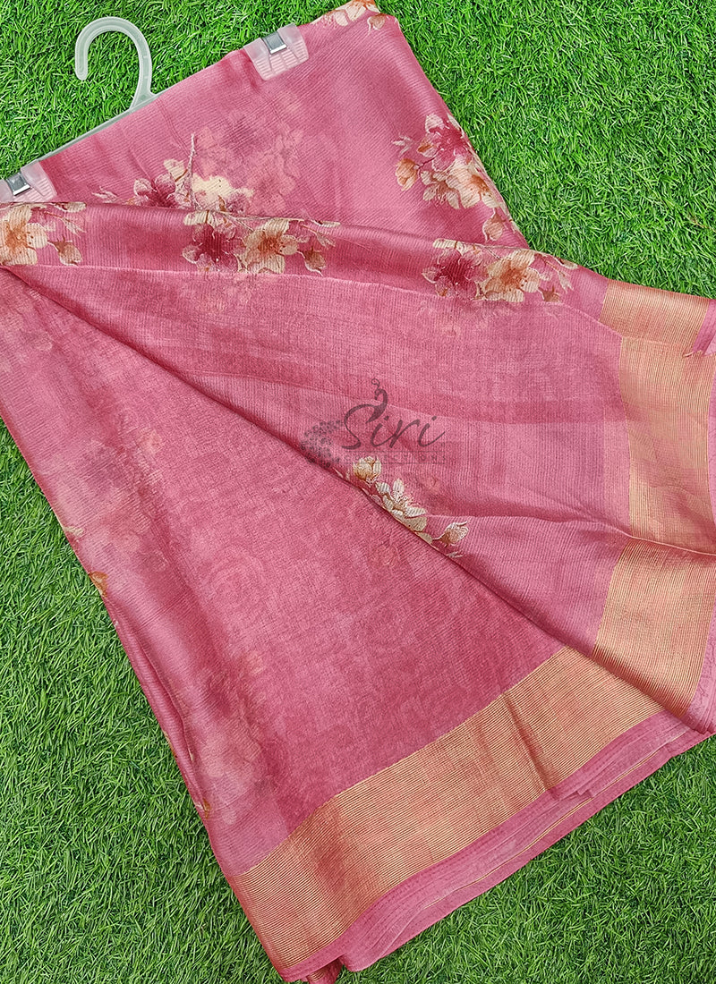 Latest Printed Chiffon Saree with Self Border