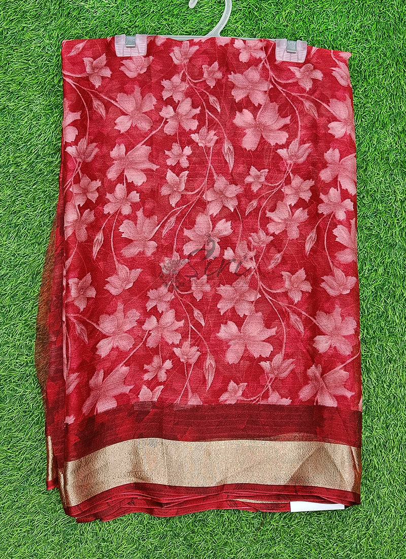 Latest Printed Chiffon Saree in Fancy Borders