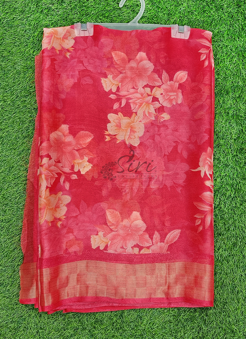 Latest Printed Chiffon Saree in Fancy Borders