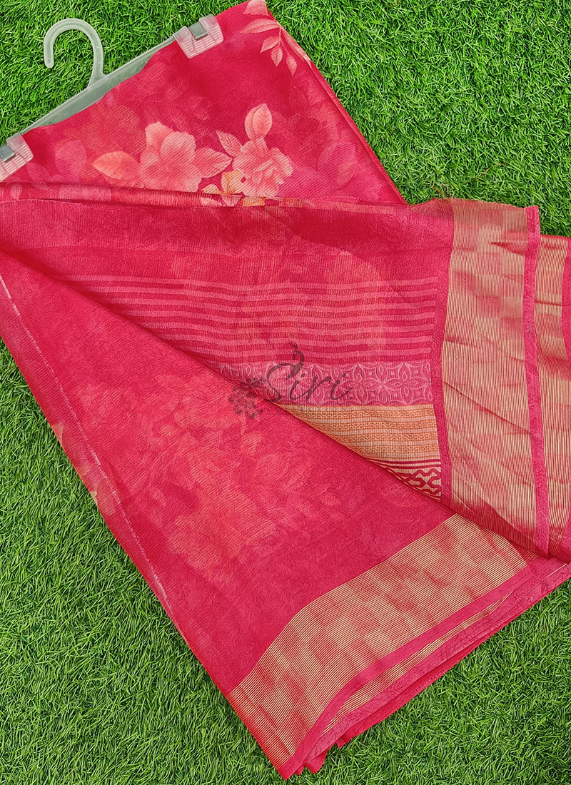 Latest Printed Chiffon Saree in Fancy Borders