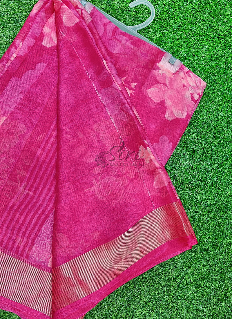 Latest Printed Chiffon Saree in Fancy Borders