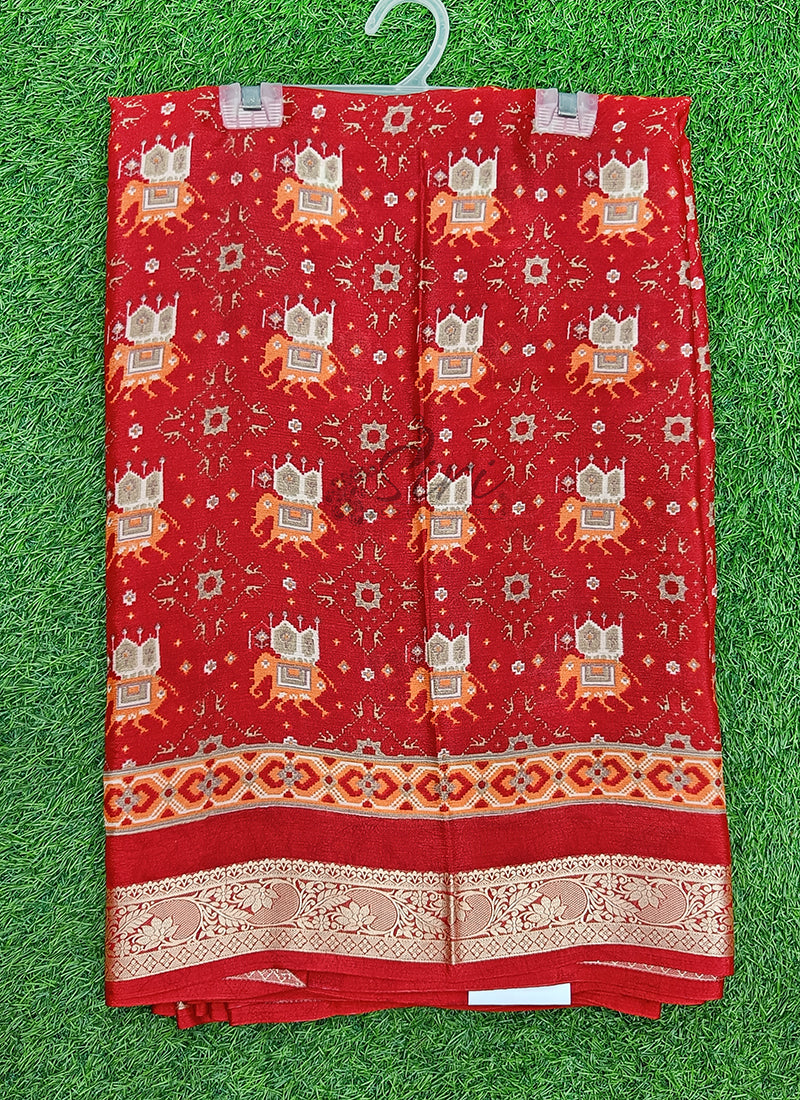 Latest Printed Fancy Chinon Crepe Saree