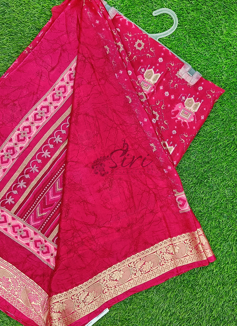 Latest Printed Fancy Chinon Crepe Saree