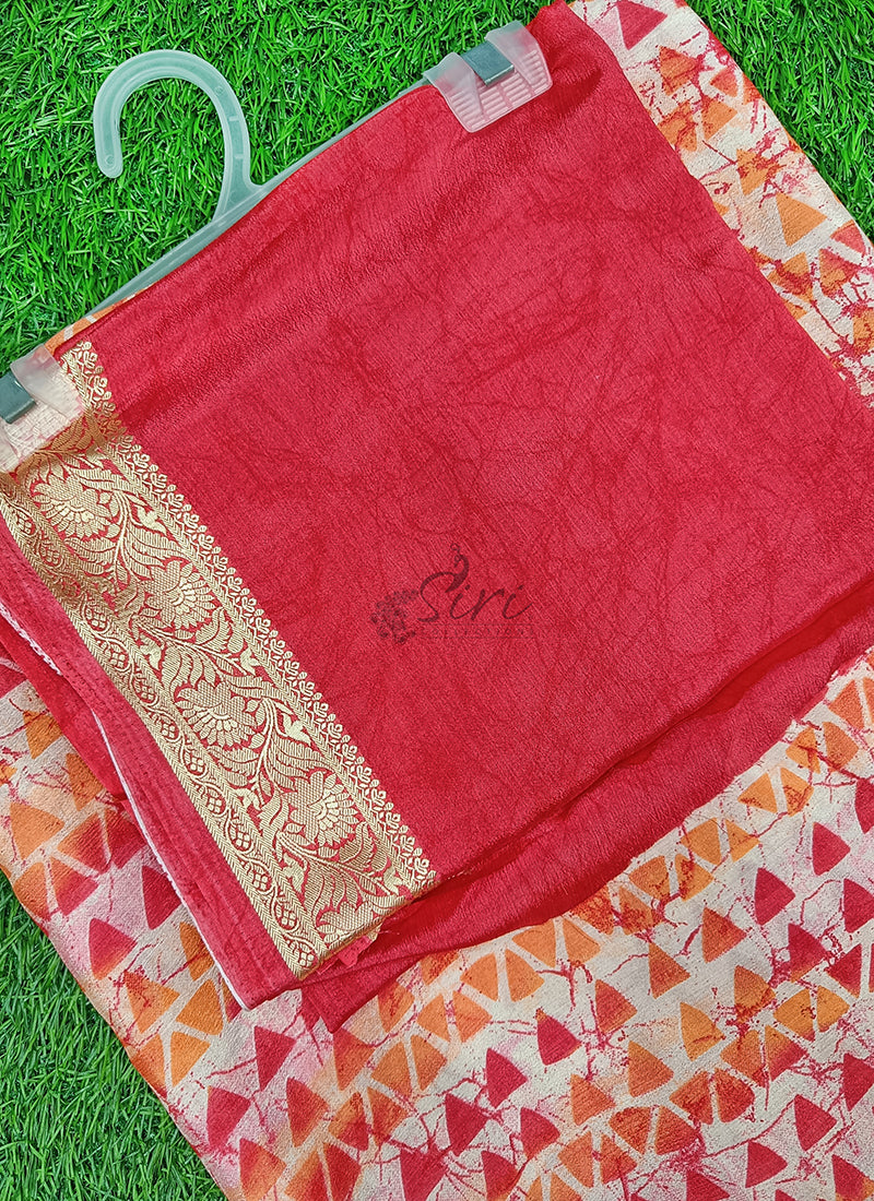 Latest Printed Fancy Chinon Crepe Saree