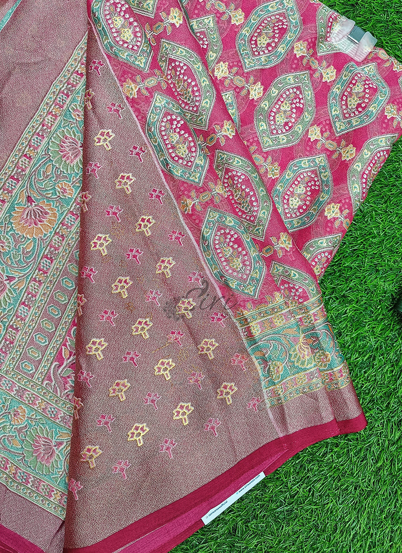 Beautiful Printed Brasso Georgette Saree