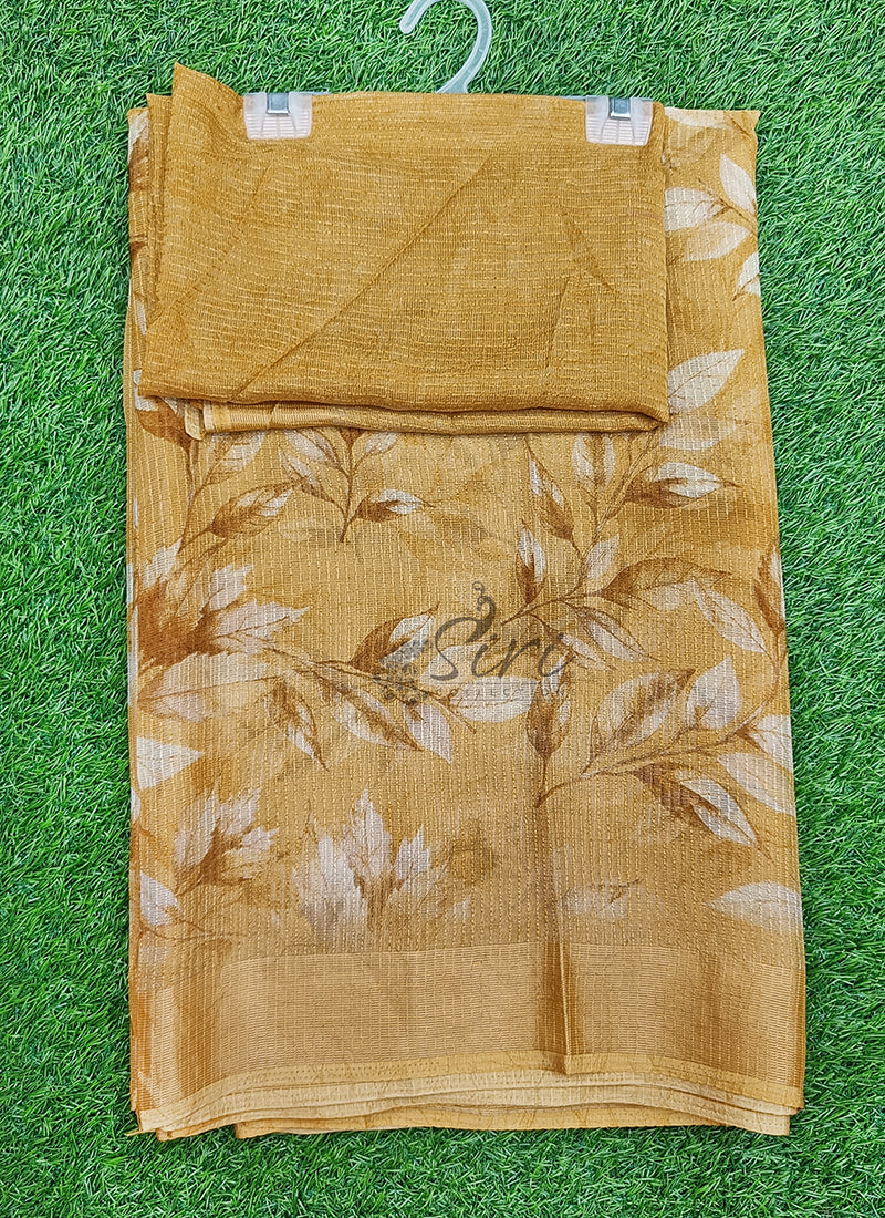 Beautiful Printed Chiffon Saree in Jute Stripes