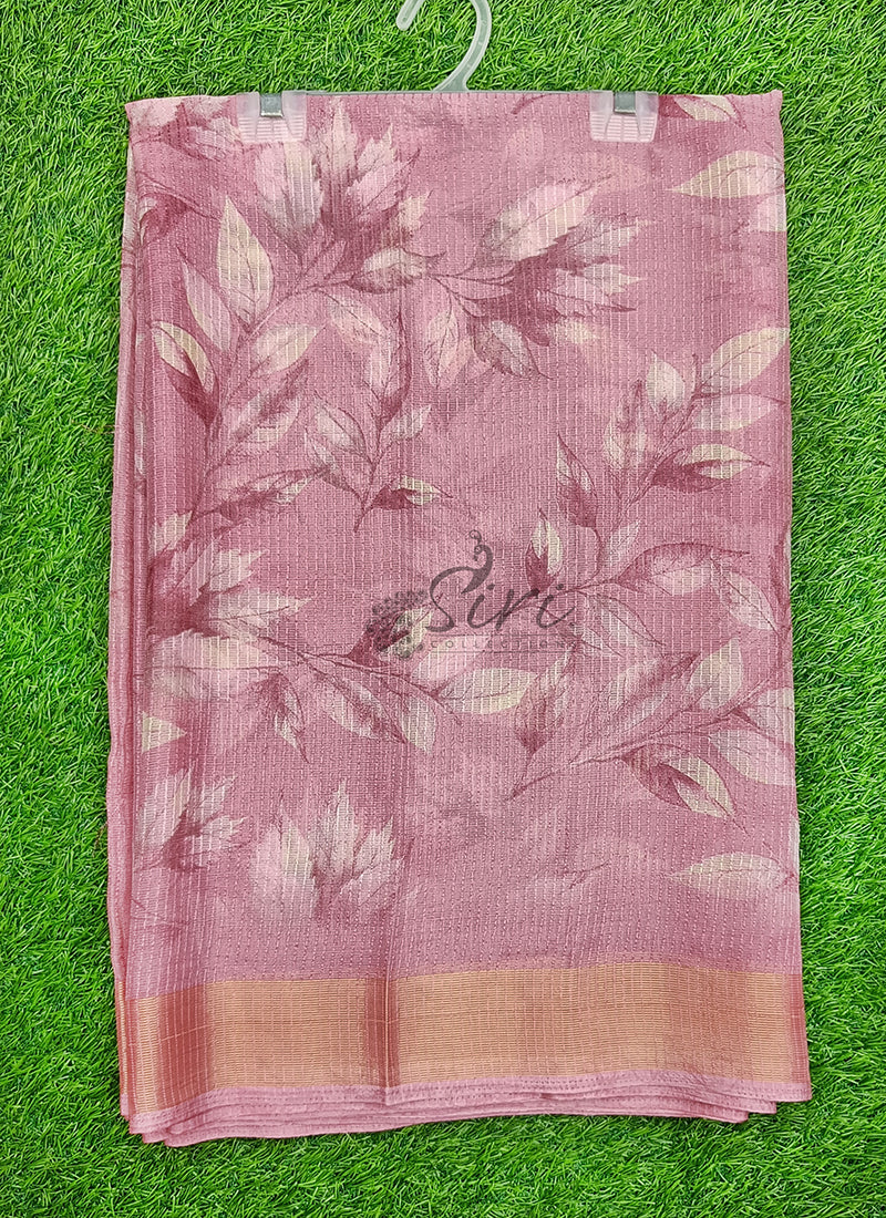 Beautiful Printed Chiffon Saree in Jute Stripes