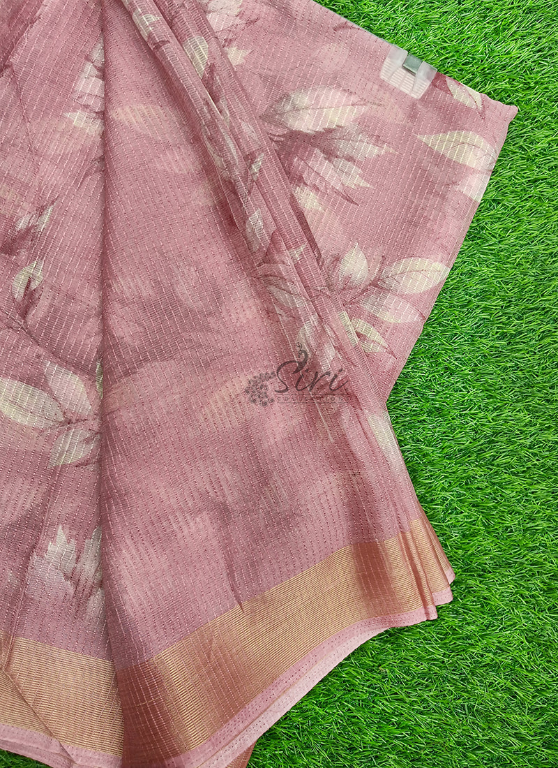 Beautiful Printed Chiffon Saree in Jute Stripes