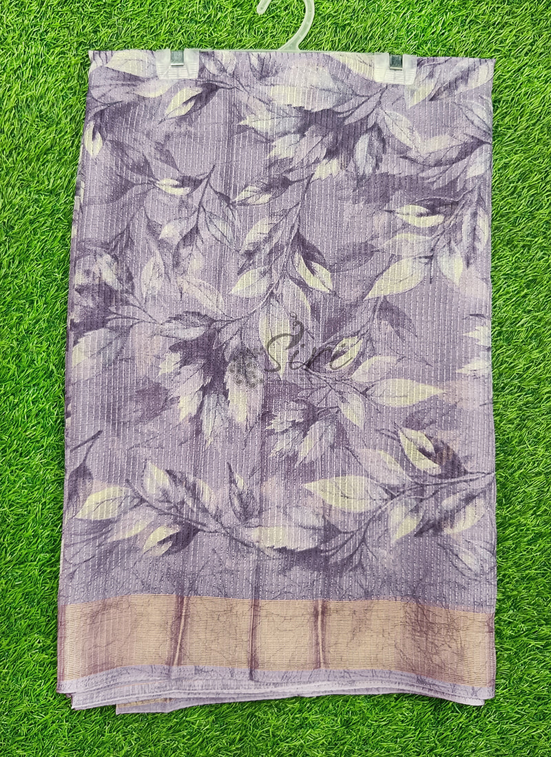 Beautiful Printed Chiffon Saree in Jute Stripes
