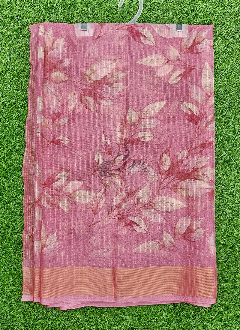 Beautiful Printed Chiffon Saree in Jute Stripes