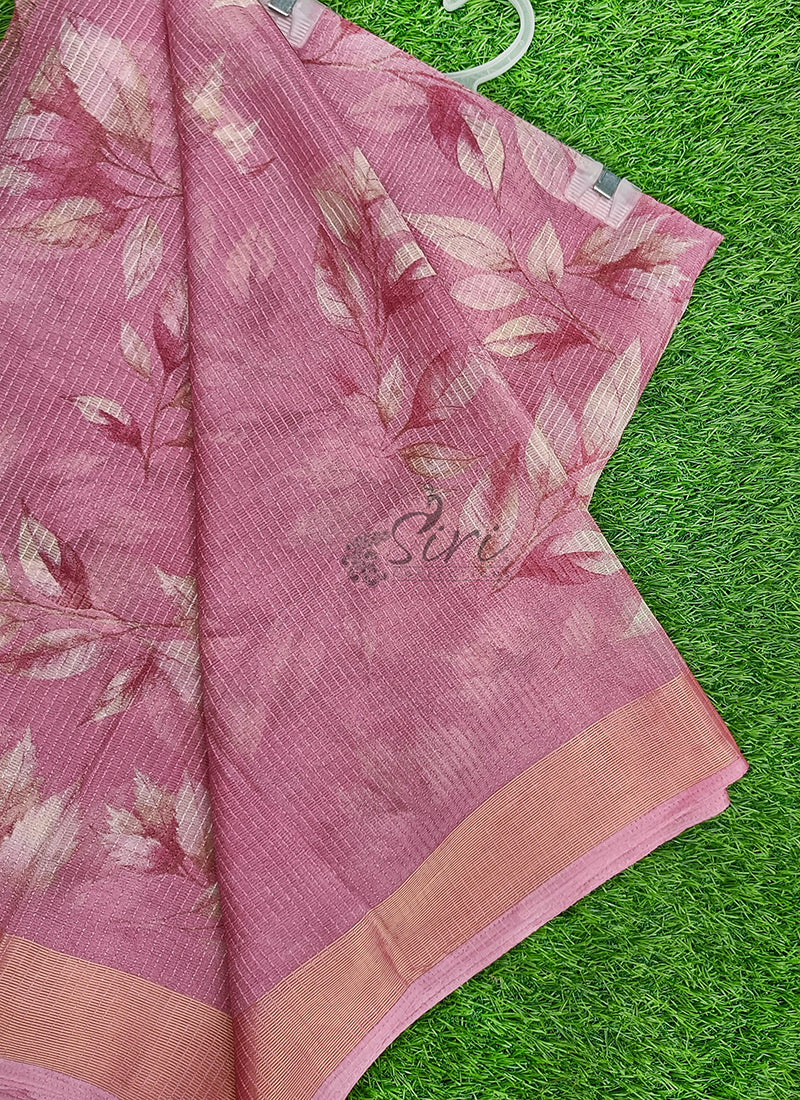Beautiful Printed Chiffon Saree in Jute Stripes