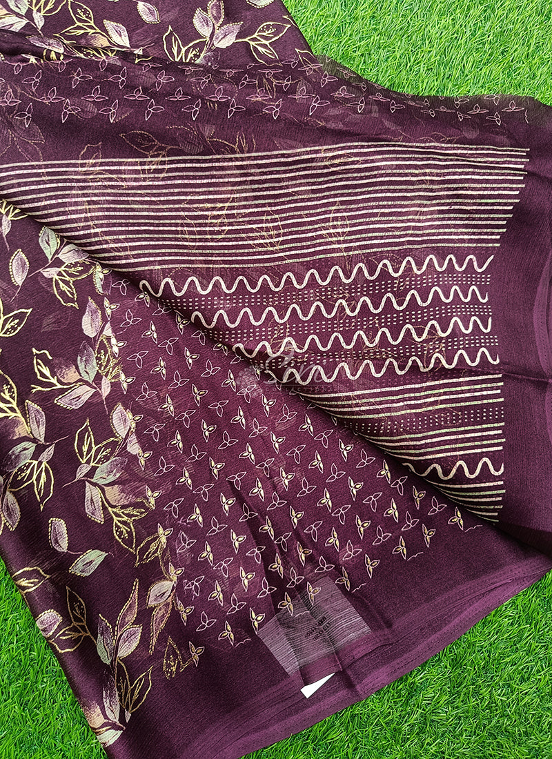 Beautiful Printed Chiffon Saree in Foil Print