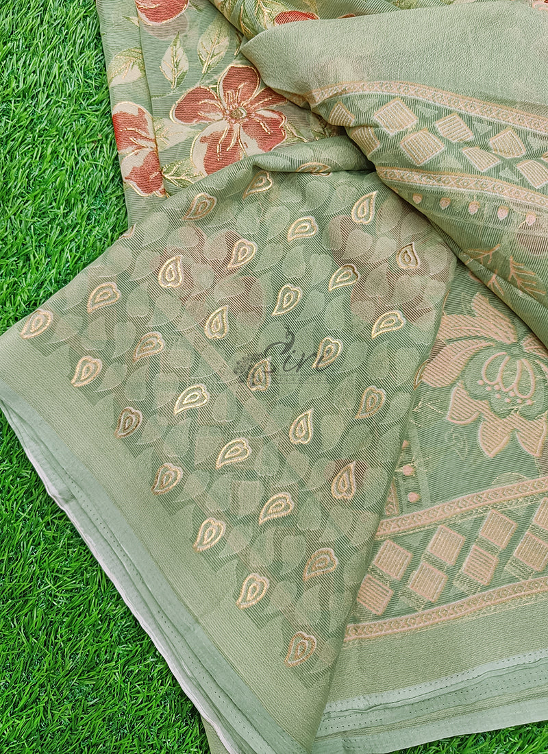 Beautiful Printed Brasso Georgette Saree