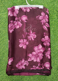 Beautiful Floral Printed Satin Chiffon Saree
