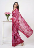 Beautiful Floral Printed Satin Chiffon Saree
