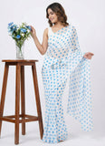 Lovely Printed Georgette Saree in Polka Dots Design
