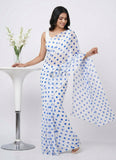 Lovely Printed Georgette Saree in Polka Dots Design