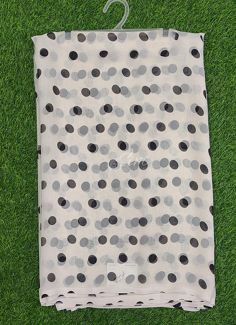 Lovely Printed Georgette Saree in Polka Dots Design