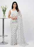 Lovely Printed Georgette Saree in Polka Dots Design