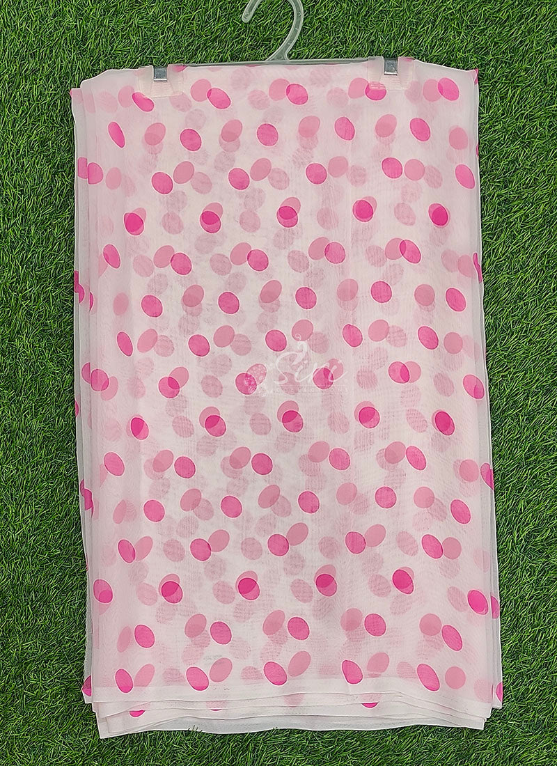 Lovely Printed Georgette Saree in Polka Dots Design
