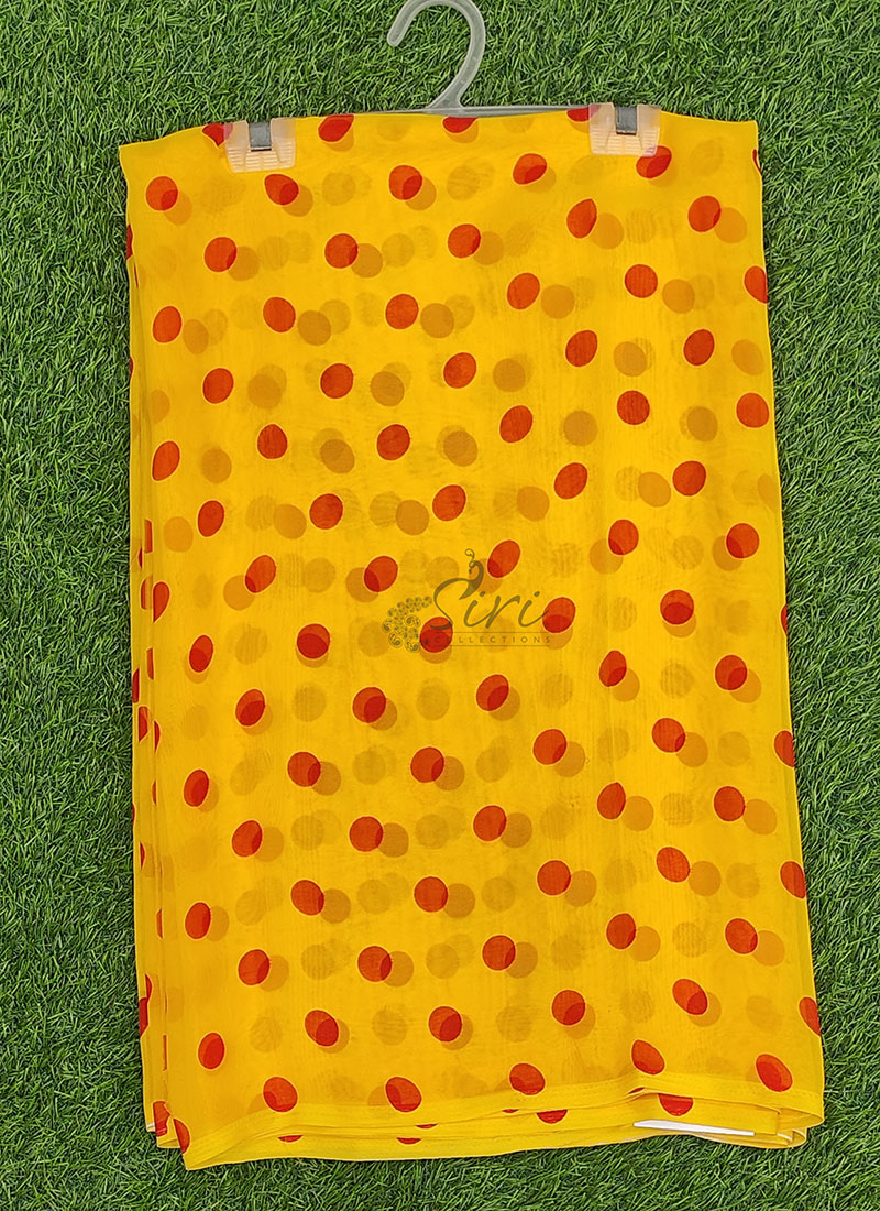 Lovely Printed Georgette Saree in Polka Dots Design