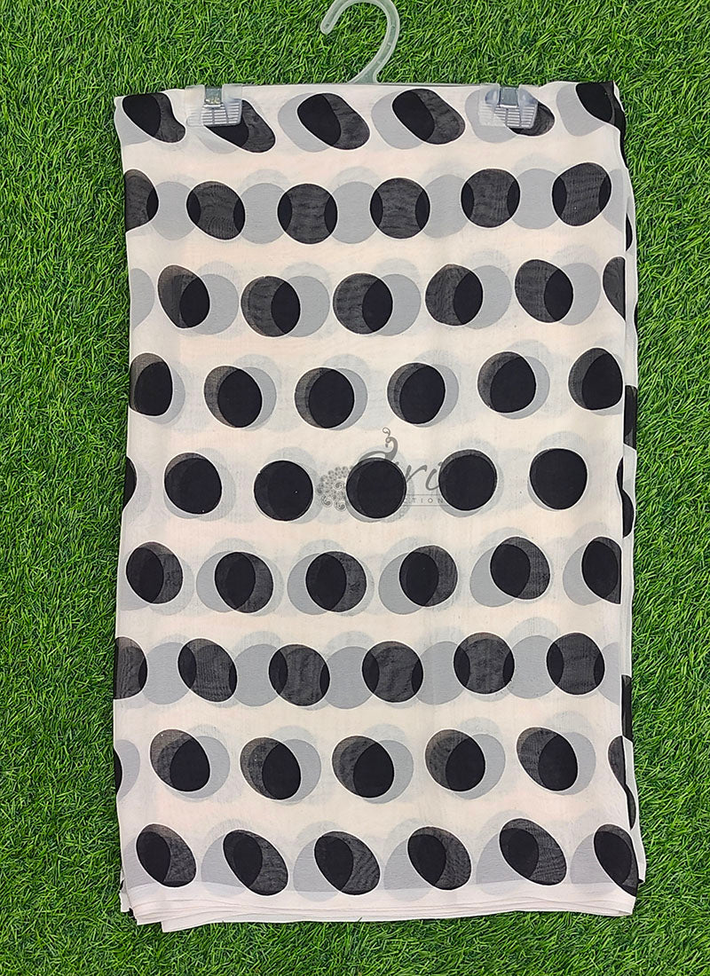 Lovely Printed Georgette Saree in Polka Dots Design