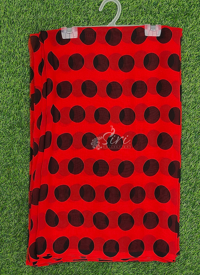 Lovely Printed Georgette Saree in Polka Dots Design