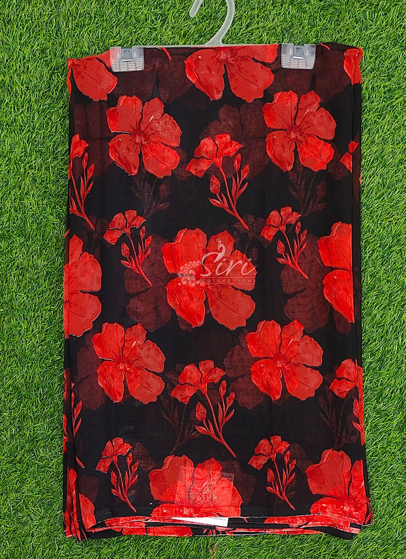 Lovely Printed Georgette Saree in Floral Design